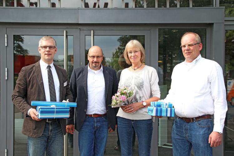 Die glücklichen Gewinner in luftiger Höhe