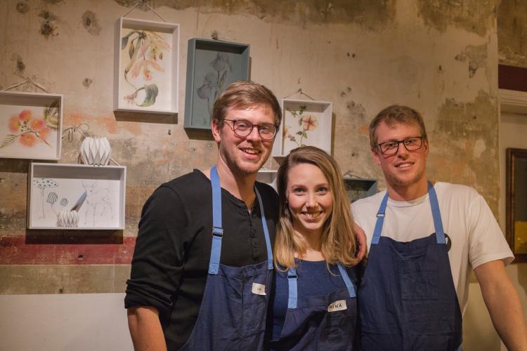 Waren zufrieden mit der Workshop-Premiere: die Rankwerk-Gründer Lasse (li.) und Hannes Popken mit Mitarbeiterin Janina Löwe
