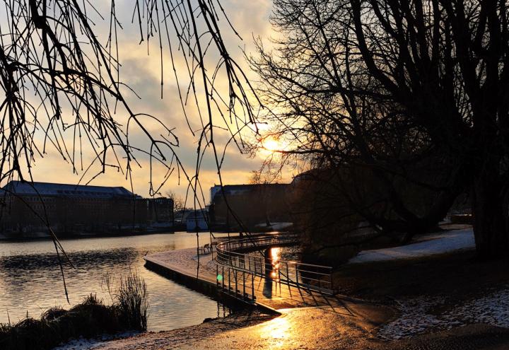 Sonnenaufgang im Hiroshimapark 